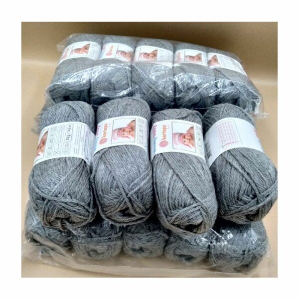 Lot de 19 pelotes de 50 grammes de fil layette WOOLLY BABY coloris gris 1001