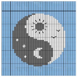 Kit tricot couvre lit Yin Yang 200 cm x 200 cm
