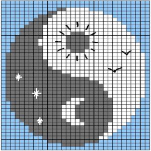 Kit tricot plaid Yin Yang 150 cm x 150 cm